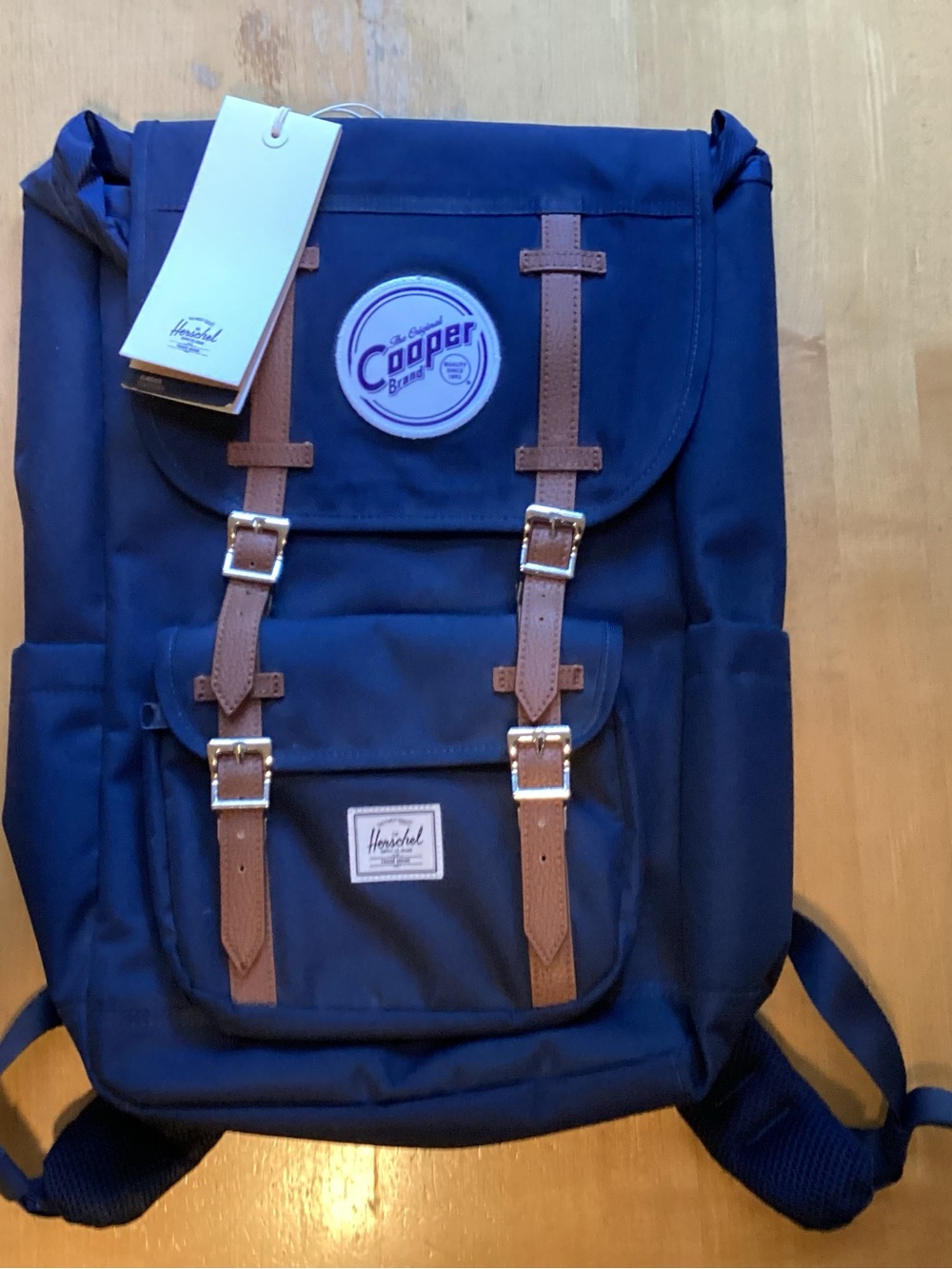 Herschel Supply Co. navy backpack w/ tan straps (Little America Mid Backpack)